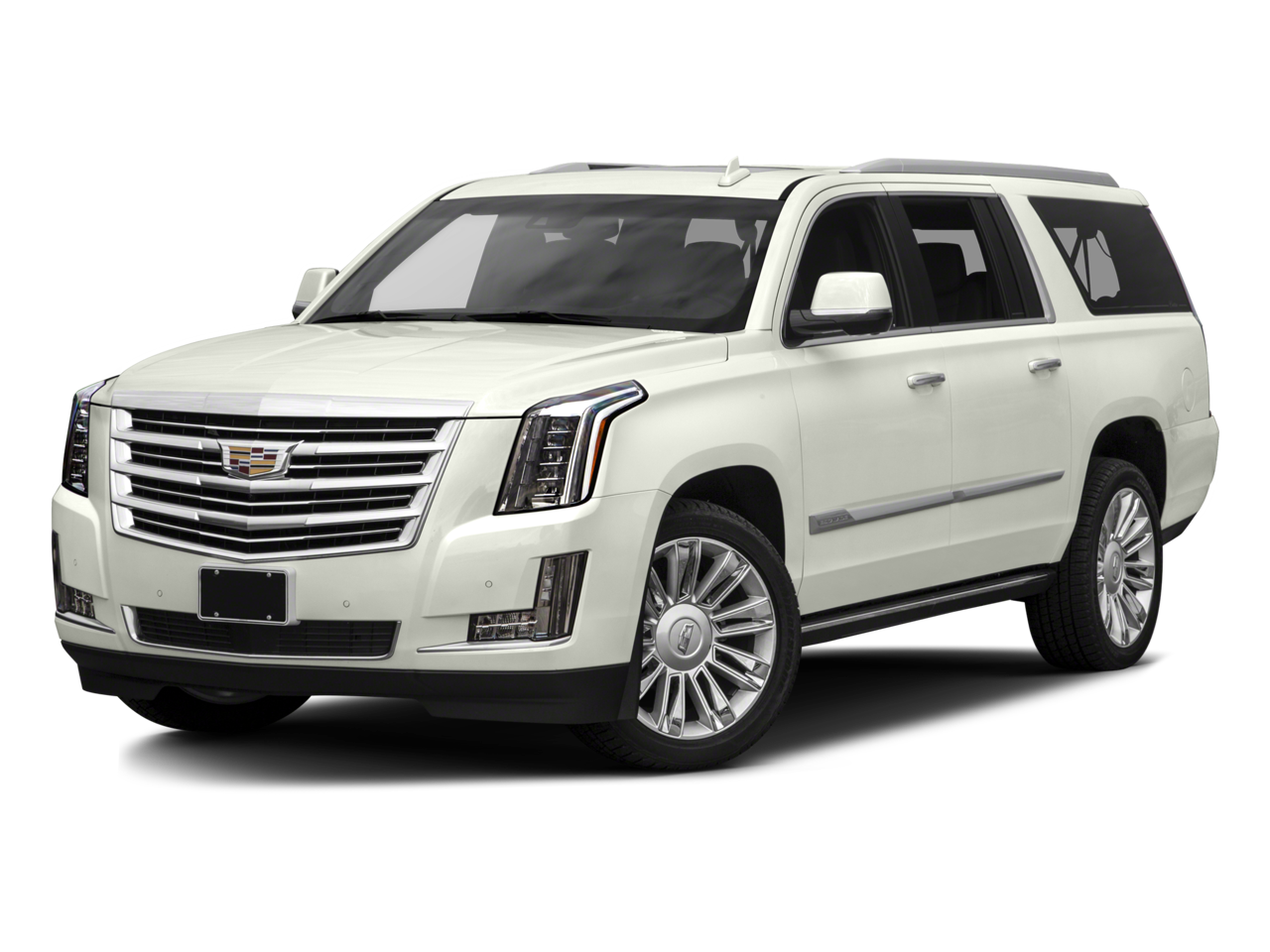 2016 Cadillac Escalade ESV Platinum in Black Raven — front three-quarter view