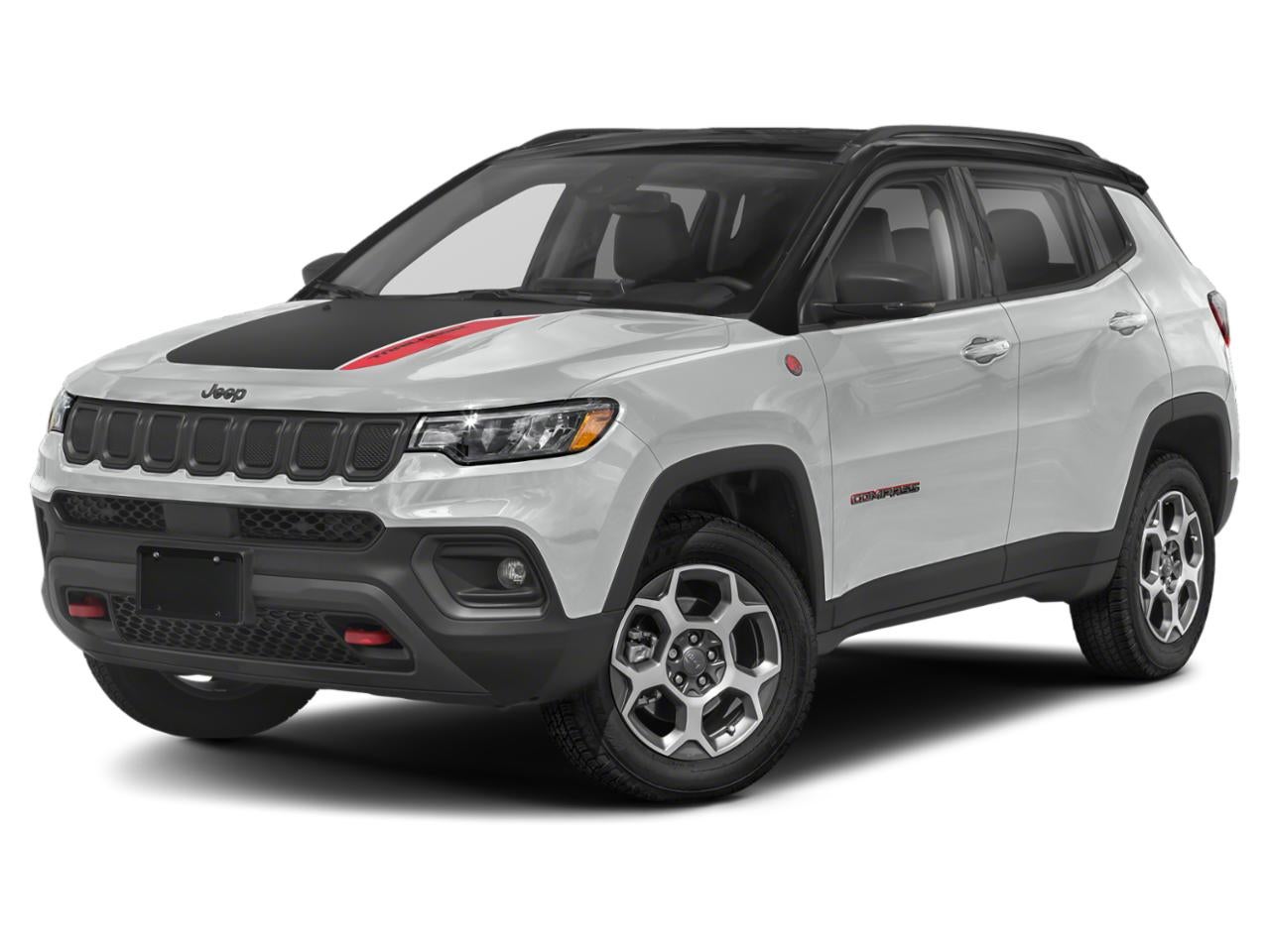 2022 Jeep Compass Trailhawk 4x4 in Bright White Clearcoat — front three-quarter view