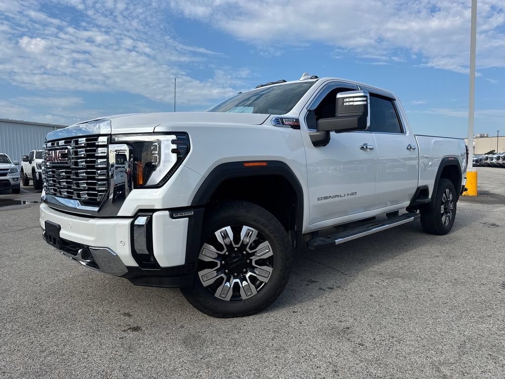 2025 GMC Sierra 2500 HD Denali in White Frost Tricoat — front three-quarter view