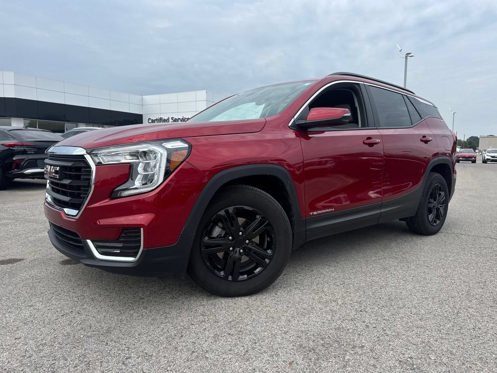 2024 GMC Terrain SLE in Volcanic Red Tintcoat — front three-quarter view