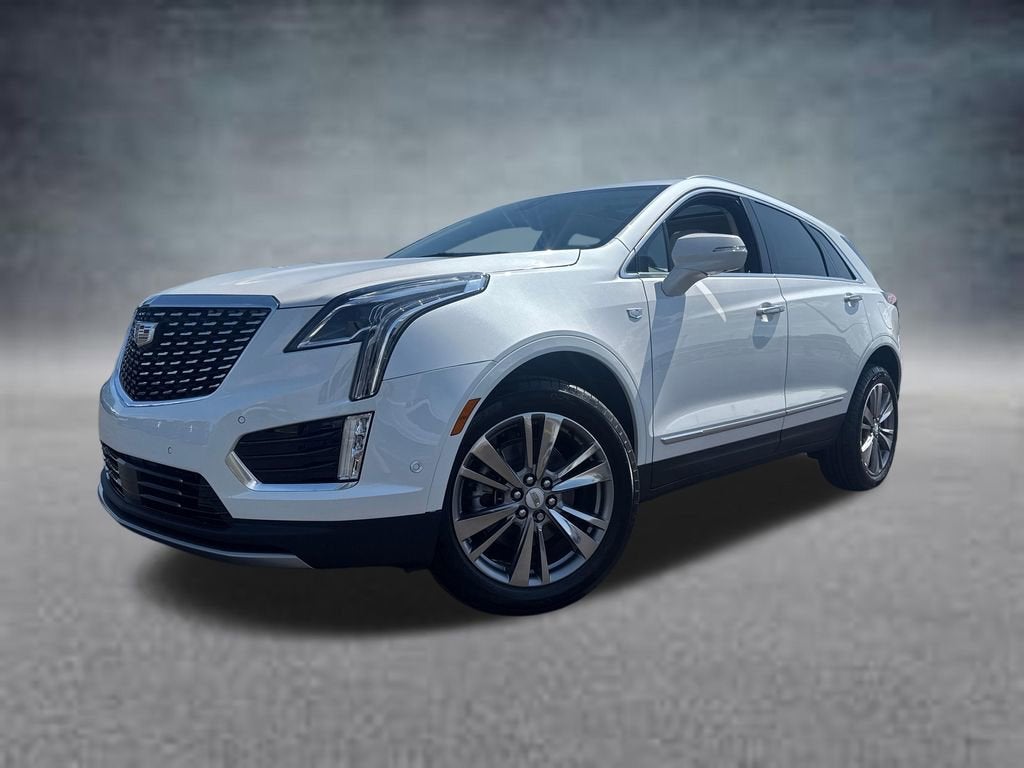 2026 Cadillac XT5 Premium Luxury in Crystal White Tricoat — front three-quarter view