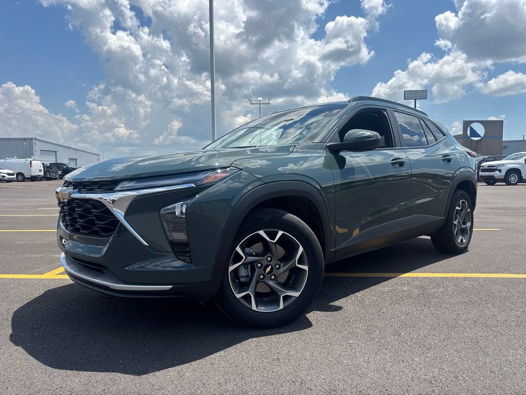 2025 Chevrolet Trax LT in Cypress Gray — front three-quarter view