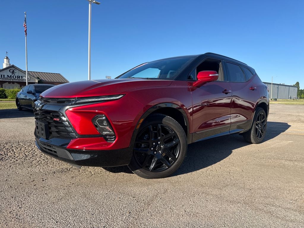 2024 Chevrolet Blazer RS in Radiant Red — front three-quarter view