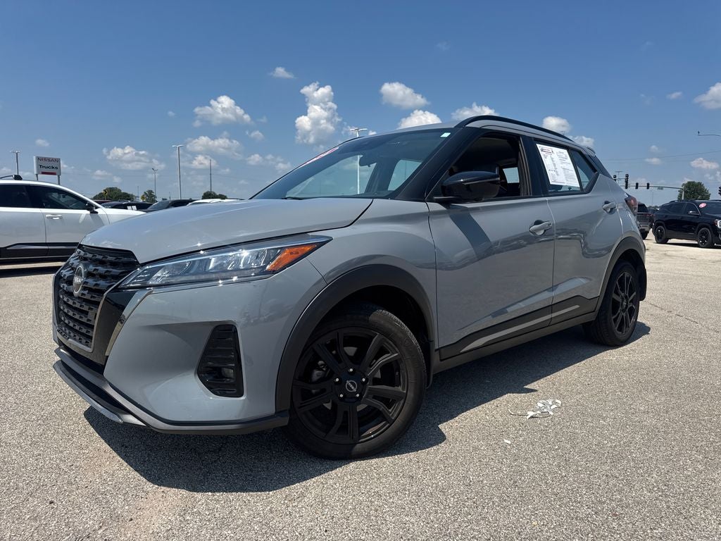 2024 Nissan Kicks SR in Boulder Gray — front three-quarter view