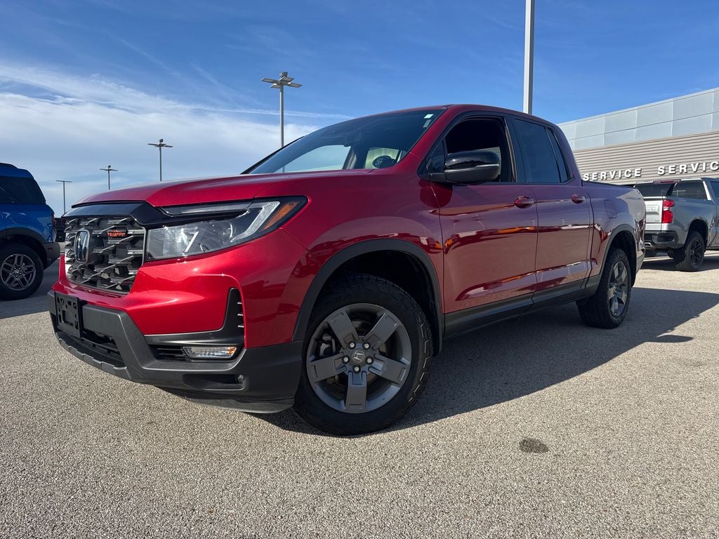 2025 Honda Ridgeline TrailSport in Radiant Red Metallic II — front three-quarter view